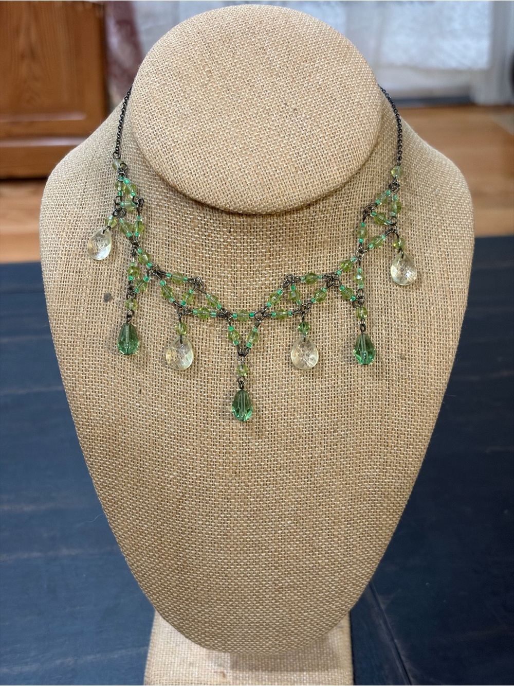 Green Beaded Fairycore Necklace